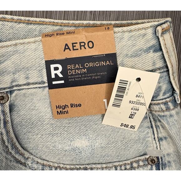 Aeropostale Women’s High Rise Denim Jean Mini Skirt Size 18 Button Front - Picture 3 of 6